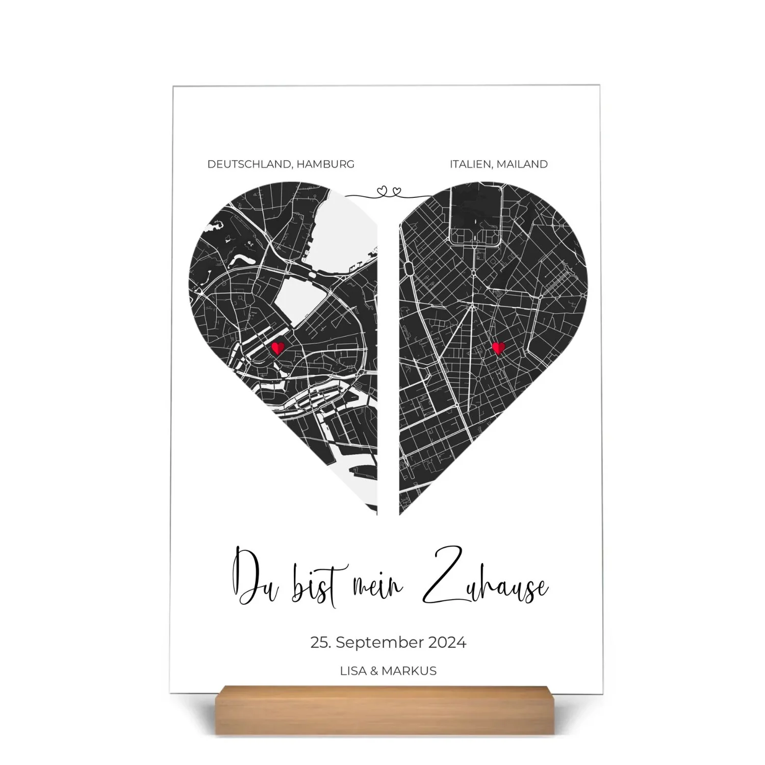 Fernbeziehung - Personalisierte Acryltafel